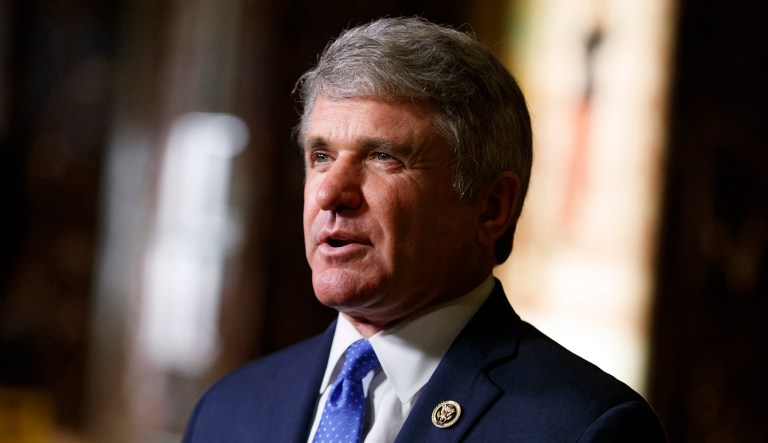 Rep. Michael McCaul, R-Texas, talks with reporters.