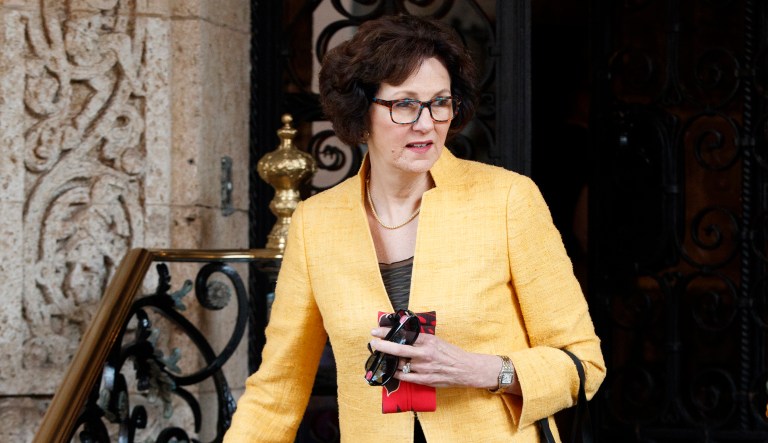 Former Texas Comptroller Susan Combs leaves Mar-a-Lago in Palm Beach, Fla.  