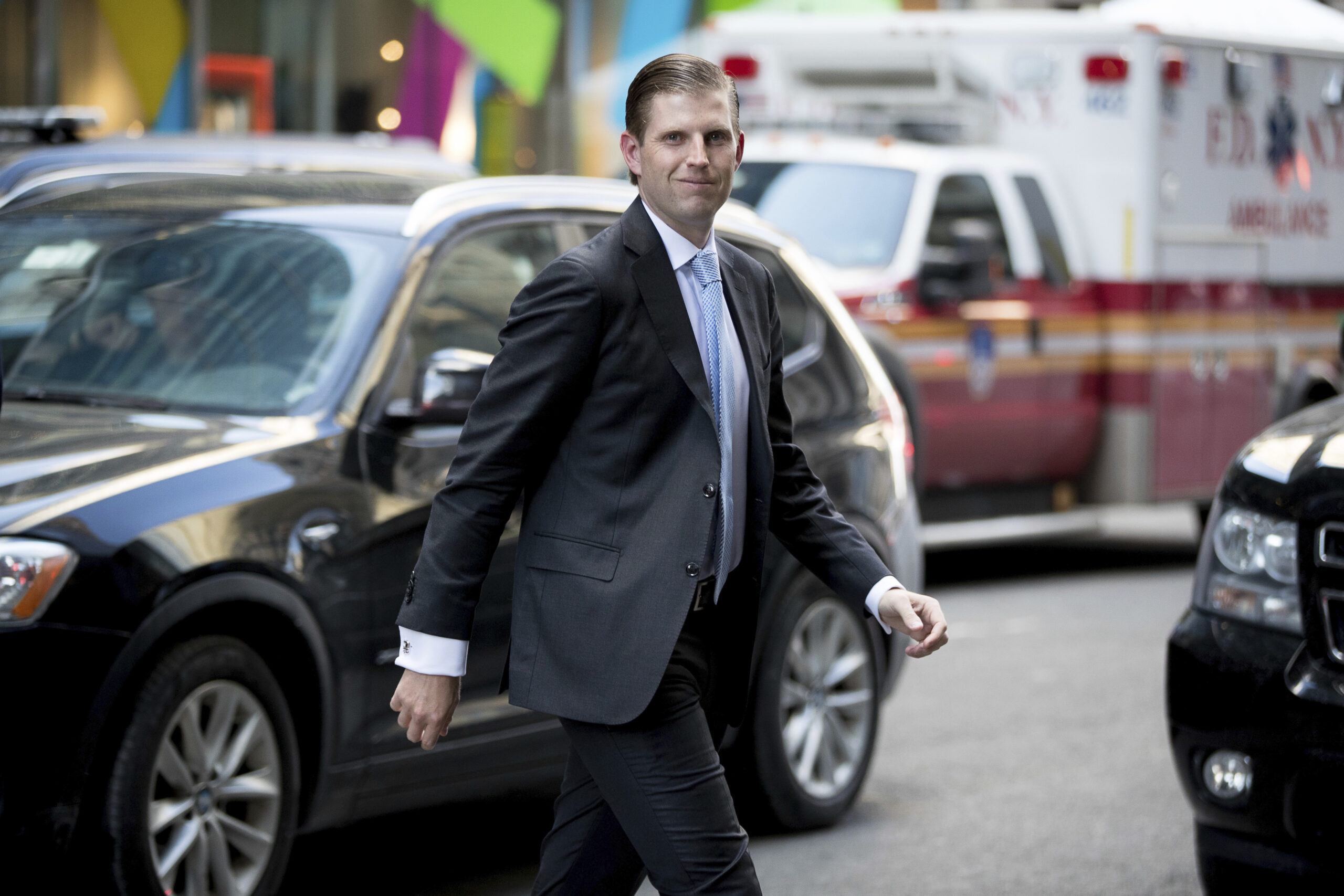 Eric Trump rushes into NYC traffic to save ailing woman