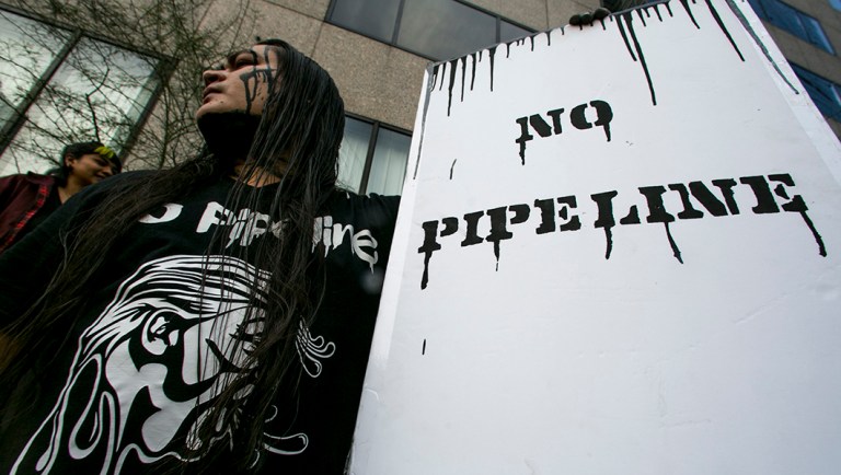 Lance Browneyes joins opponents of the Dakota Access pipeline protesting around the country.