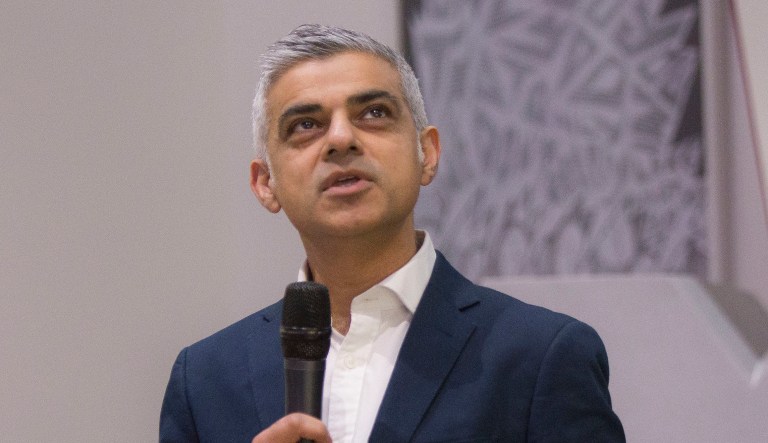 The Mayor of London, Sadiq Khan, speaks.