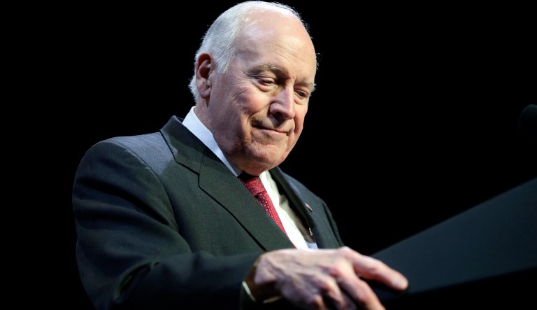 Former Vice President Dick Cheney speaks at the Republican Jewish Coalition annual leadership meeting, Friday, Feb. 24, 2017, in Las Vegas. 