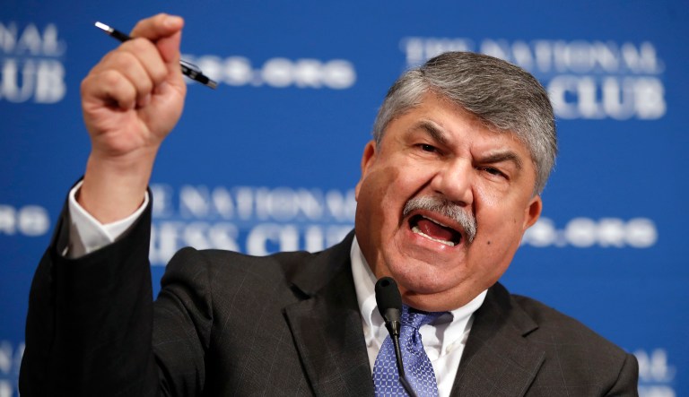 AFL-CIO President Richard Trumka speaks at the National Press Club in Washington, Tuesday, April 4, 2017.