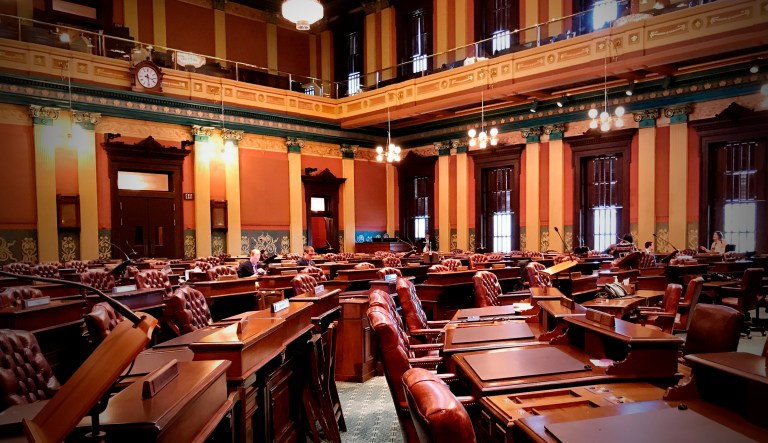 The Michigan House chamber is seen Tuesday, May 9, 2017 in Lansing, Mich.