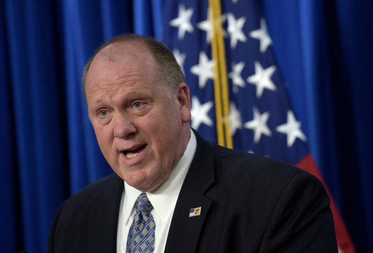 U.S. Immigration and Customs Enforcement acting director Thomas Homan speaks during a news conference.