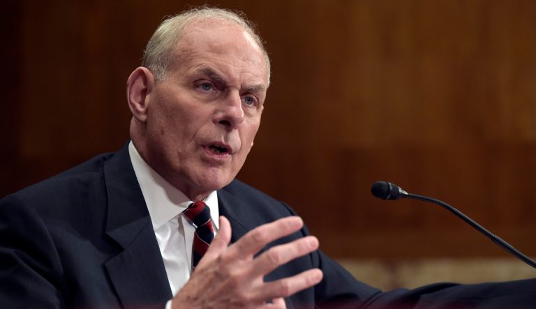 Homeland Security Secretary John Kelly testifies on Capitol Hill in Washington, Thursday, May 25, 2017, before a Senate Appropriations subcommittee on the Homeland Security Department's fiscal 2018 budget. 