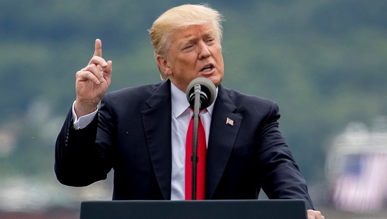 President Trump speaks about infrastructure at Rivertowne Marina.