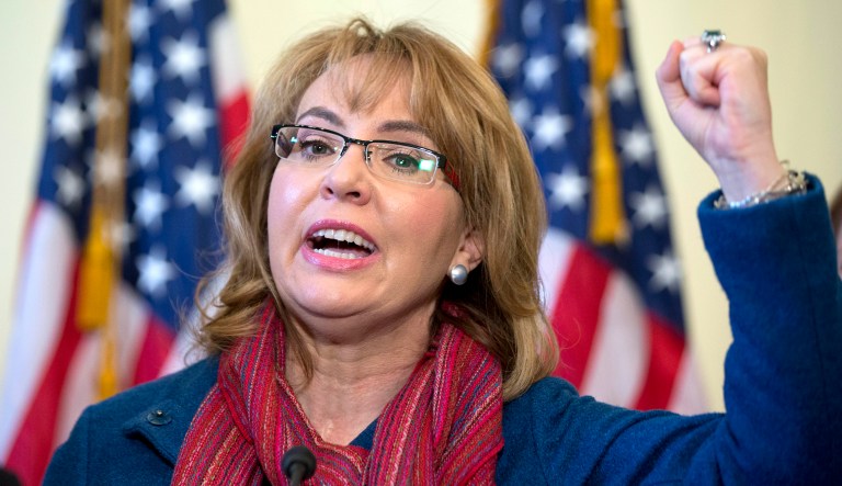 In this March 4, 2015, file photo, former Rep. Gabby Giffords, D-Ariz., speaks on Capitol Hill in Washington, about bipartisan legislation on gun safety.