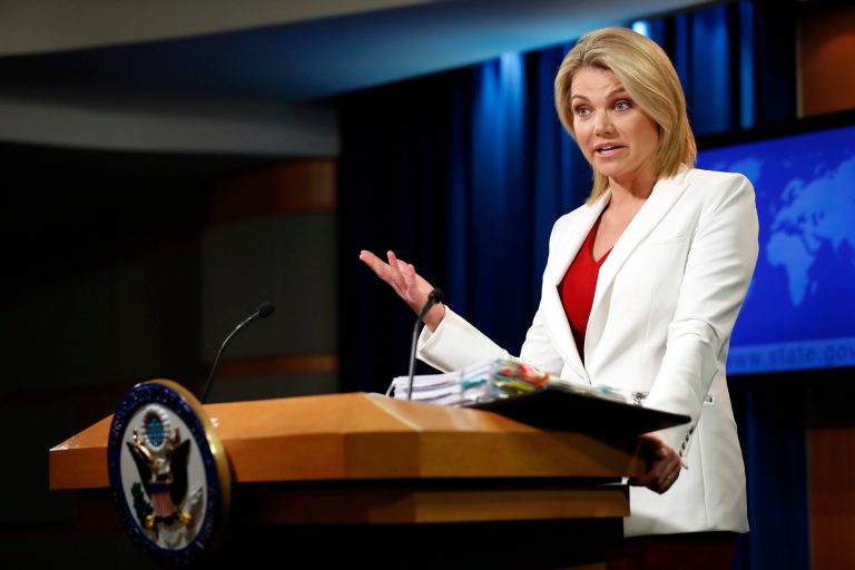 State Department spokeswoman Heather Nauert speaks during a briefing at the State Department in Washington, Wednesday, Aug. 9, 2017.