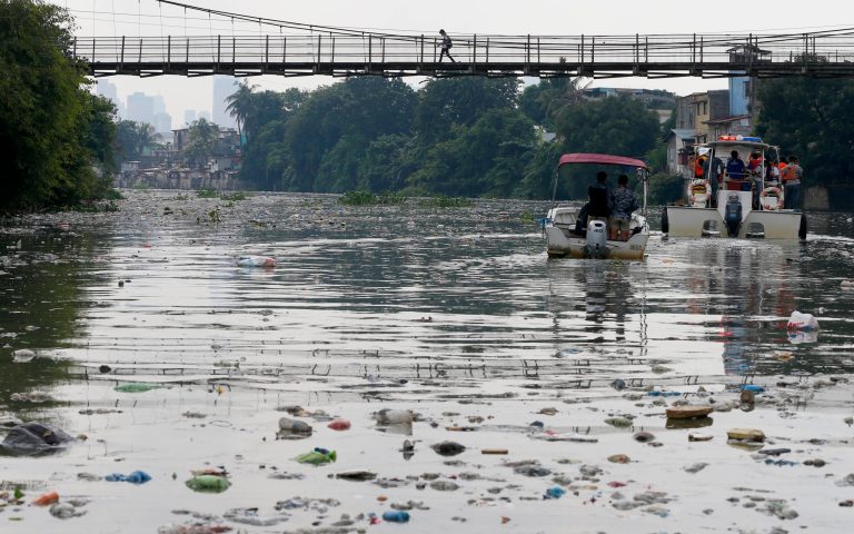 A 2017 study on river plastic emissions into the worldâs oceans cited the Pasig River in the Philippines as the worldâs eighth most polluting river. Much of the pollution that enters U.S. waterways comes from Asian countries. (AP Photo/Bullit Marquez)