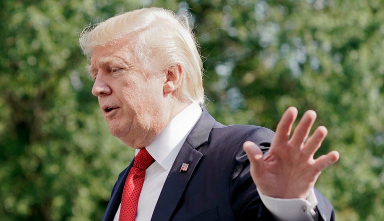 President Trump begins to walk away.