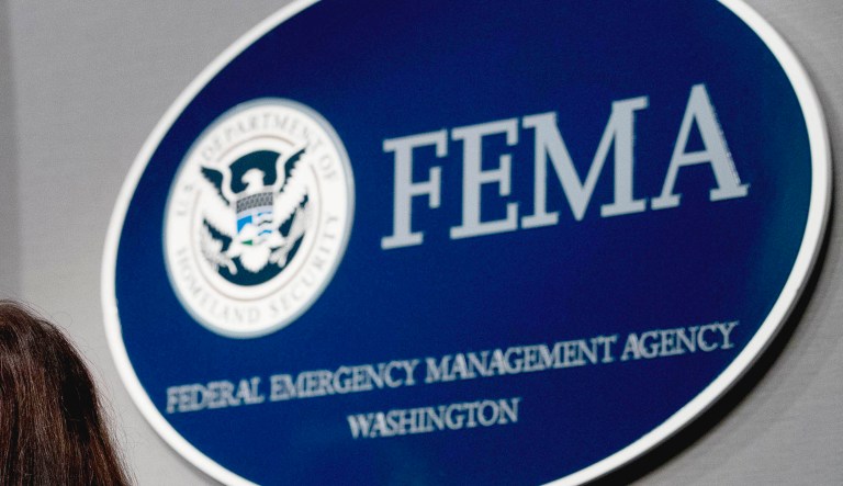 A sign for the Federal Emergency Management Agency is shown.