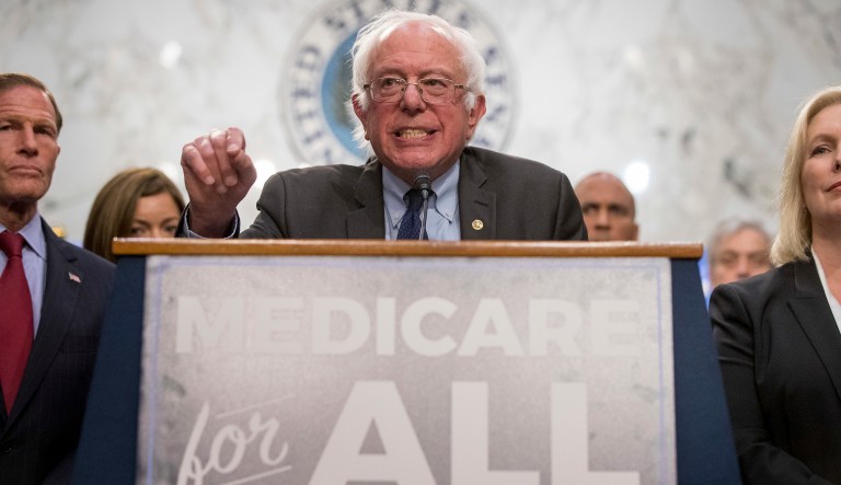Sen. Bernie Sanders, I-Vt., speaks at a news conference on Capitol Hill on Sept. 13, 2017, to unveil the Medicare for All legislation to reform healthcare.