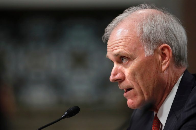 Secretary of the Navy Richard V. Spencer attends a Senate Armed Services Committee hearing on Capitol Hill in Washington, D.C.