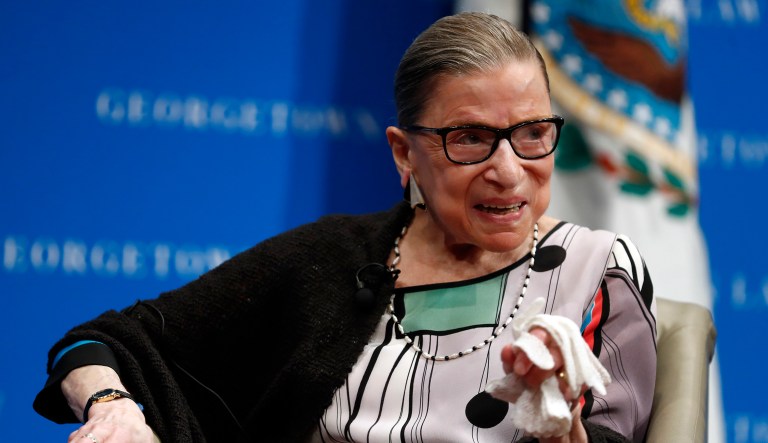 Supreme Court Justice Ruth Bader Ginsburg speaks at the Georgetown University Law Center campus in Washington, D.C.
