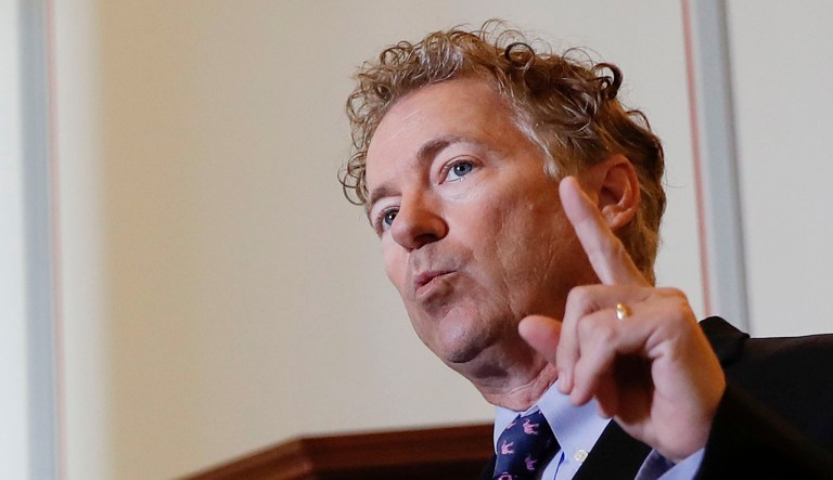 Sen. Rand Paul, R-Ky., speaks during a news conference on Capitol Hill in Washington.