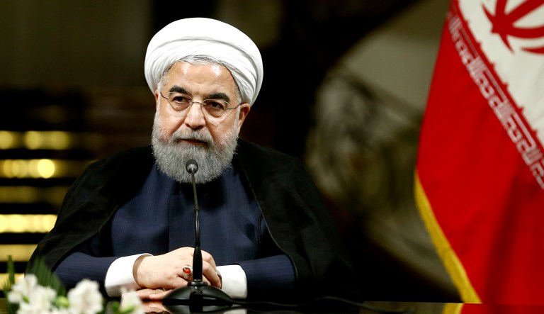 Iranian President Hassan Rouhani speaks to the media during a press conference in Tehran, Iran.
