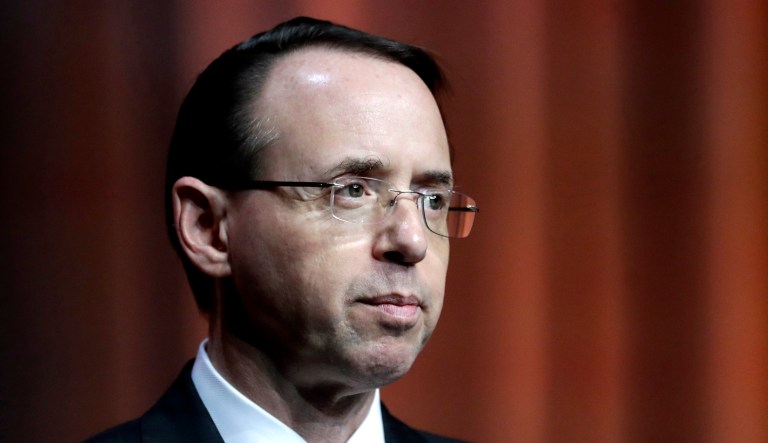 U.S. Deputy Attorney General Rod Rosenstein speaks at an event.