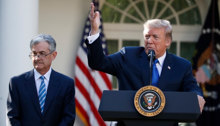 President Donald Trump announces Federal Reserve board member Jerome Powell as his nominee for the next chair of the Federal Reserve in the Rose Garden of the White House in Washington, Thursday, Nov. 2, 2017.