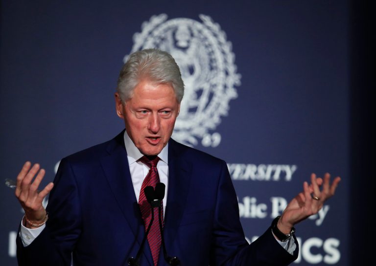 Former President Bill Clinton speaks at a symposium in Georgetown University in Washington, Monday, Nov. 6, 2017. 