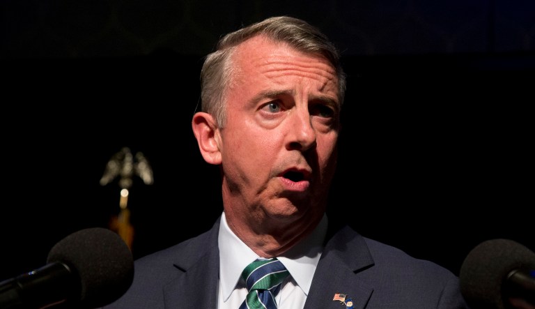 In this Tuesday, Nov. 7, 2017, file photo, Republican gubernatorial candidate Ed Gillespie gestures as he delivers a concession speech during an election party in Richmond, Va.