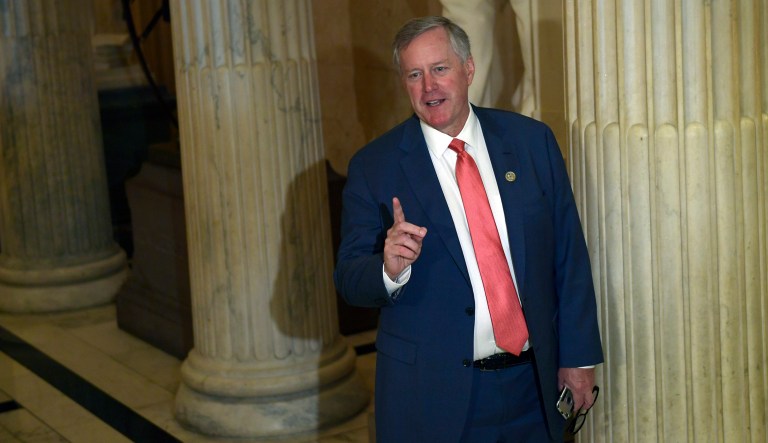 Rep. Mark Meadows, R-S.C., speaks with reporters on Capitol Hill in Washington. 