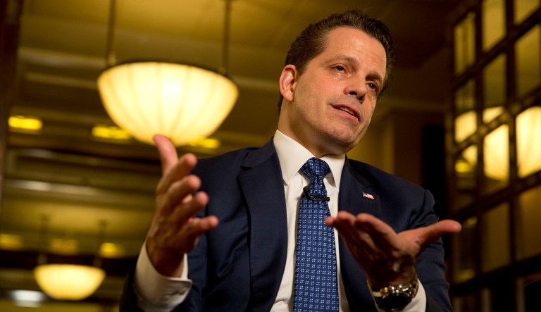 Former White House communications director Anthony Scaramucci poses for a photograph after an interview with the Associated Press in Jerusalem, Monday, Nov. 20, 2017.