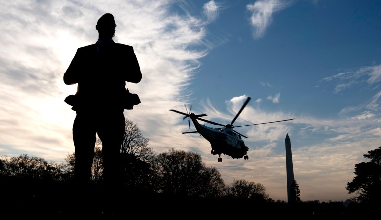 A Secret Service agent stands guard in Washington.
