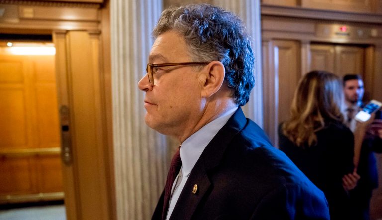 Sen. Al Franken, D-Minn., leaves a luncheon at the Capitol in Washington, Thursday, Dec. 21, 2017. 
