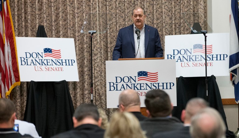 Former Massey CEO and West Virginia Republican Senatorial candidate, Don Blankenship, speaks during a town hall. Blankenship will face two other republican candidates in the May 8th primary. 