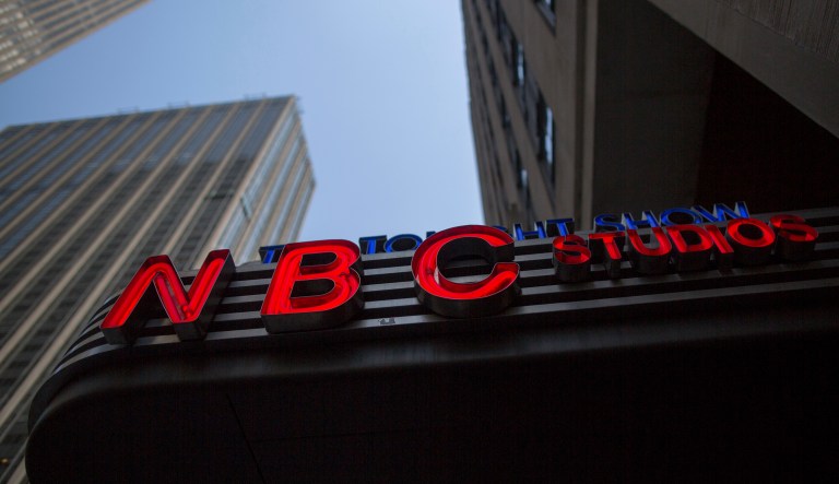 This Wednesday, May 10, 2017, file photo shows the NBC logo at the television studios at Rockefeller Center in New York.