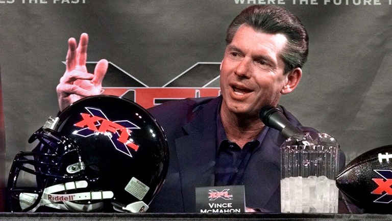 Vince McMahon, chairman of the World Wrestling Federation, speaks during a news conference in New York.