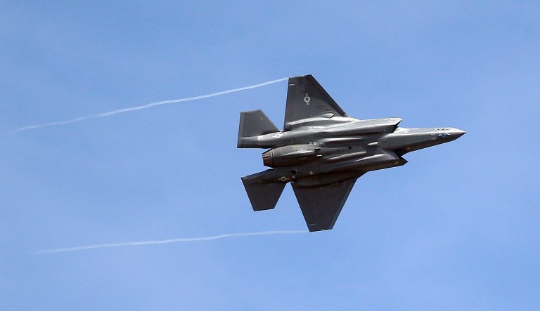 An F-35 jet arrives at its new operational base at Hill Air Force Base, in northern Utah, on Sept. 2, 2015.