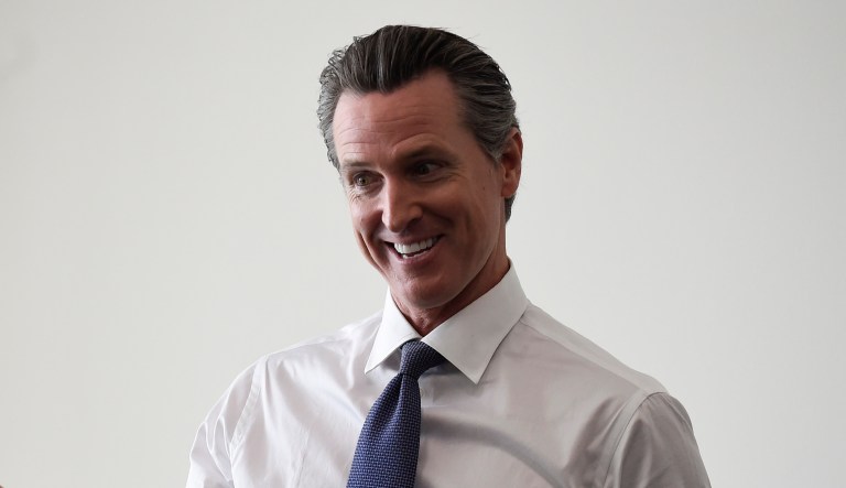 Democratic gubernatorial candidate Gavin Newsom speaks with delegates at the 2018 California Democrats State Convention Saturday, Feb. 24, 2018, in San Diego.