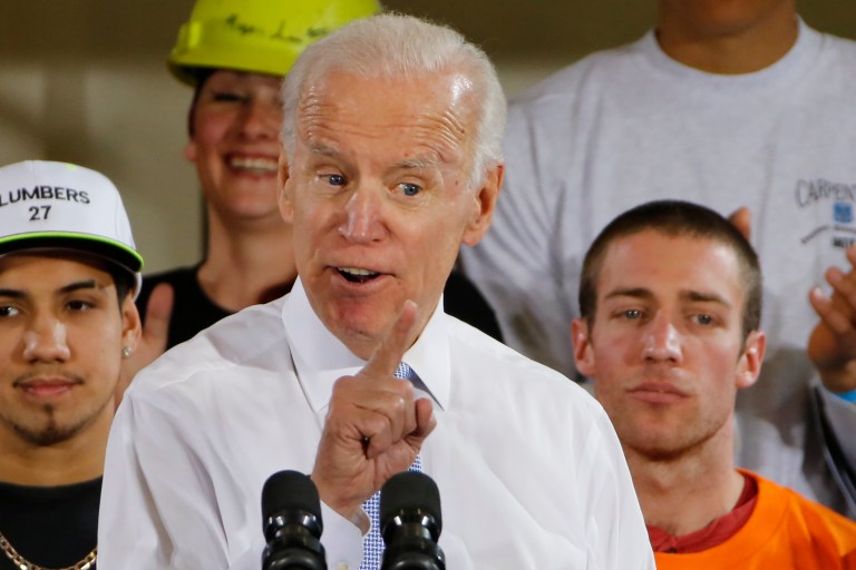Former Vice President Joe Biden speaks at a rally.
