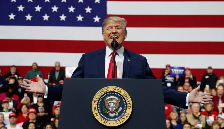 President Trump speaks at a campaign rally in Moon Township, Pa., March 10, 2018. 