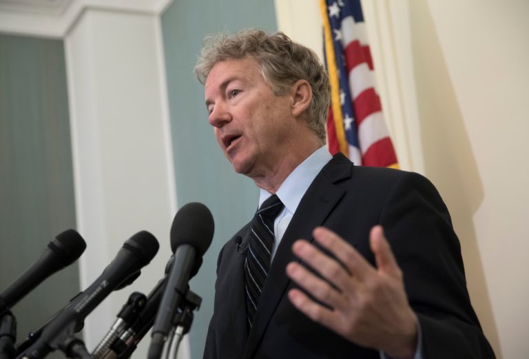 Sen. Rand Paul, R-Ky., speaks to reporters in Washington, D.C.