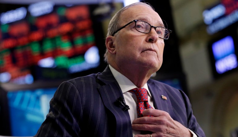 Larry Kudlow, a long-time fixture on the CNBC business news network who previously served in the Reagan administration, is interviewed on the floor of the New York Stock Exchange on Wednesday. President Trump has chosen Kudlow to be his top economic aide.