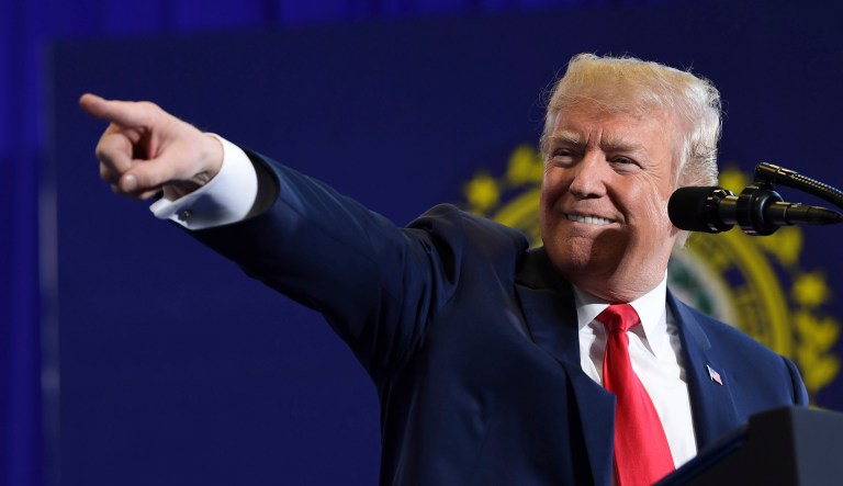 President  Trump speaks at Manchester Community College in Manchester, N.H., Monday, March 19, 2018. Trump is in New Hampshire to unveil more of his plan to combat the nation's opioid crisis. (AP Photo/Susan Walsh)