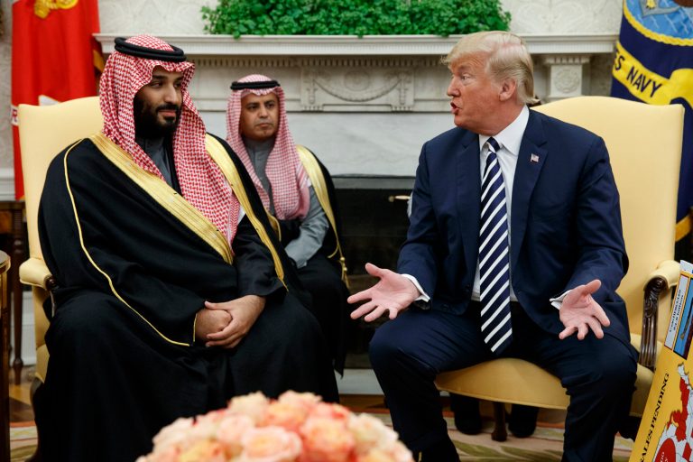 President Trump meets with Saudi Crown Prince Mohammed bin Salman in the Oval Office of the White House Tuesday in Washington.