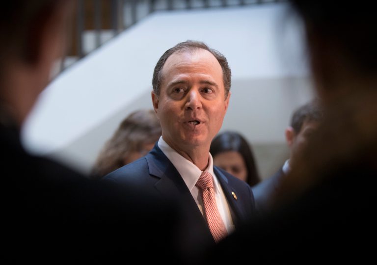 Rep. Adam Schiff, D-Calif., ranking member of the House Intelligence Committee, speaks to reporters as the GOP majority prepares to end its participation in the Russia probe, officially shutting down the panel's investigation, during a brief news conference on Capitol Hill in Washington, Thursday, March 22, 2018.