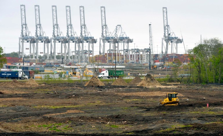 Site preparations continue for the new Mason Mega Rail Terminal in Garden City, Ga., at the Port of Savannah, Tuesday, March 27, 2018. The new rail infrastructure will double on-dock rail capacity and open service to inland markets. 