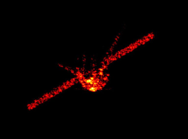 In this picture, the shape of China's falling space station Tiangong-1 can be seen in this radar image from the Fraunhofer Institute for High Frequency Physics and Radar Techniques near Bonn, Germany. In the next few days, the unoccupied Chinese space station, Tiangong-1, is expected to reenter the atmosphere following the end of its operational life. Most of the craft should burn up.