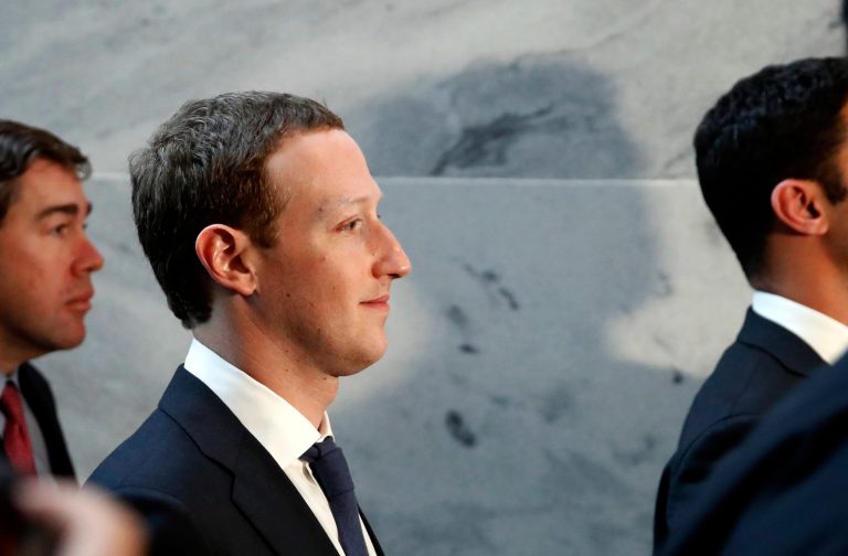 Facebook CEO Mark Zuckerberg departs after meetings on Capitol Hill on Monday in Washington. Zuckerberg will testify Tuesday before a joint hearing of the Commerce and Judiciary Committees about the use of Facebook data to target American voters in the 2016 election.