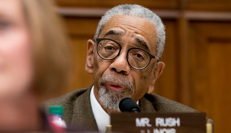 Rep. Bobby Rush, D-Ill., questions Facebook CEO Mark Zuckerberg as he testifies before a House Energy and Commerce hearing on Capitol Hill in Washington, Wednesday, April 11, 2018.