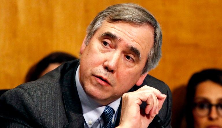 Sen. Jeff Merkley, D-Ore., speaks during a Senate Foreign Relations Committee hearing on Capitol Hill in Washington.