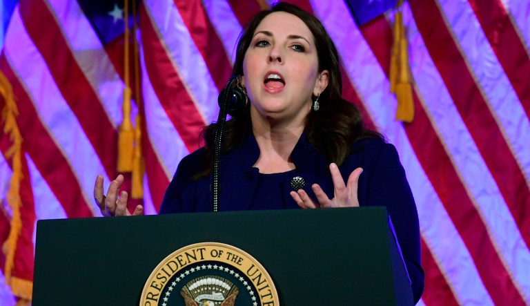 In this Dec. 2, 2017, photo, Republican National Committee chairwoman Ronna Romney McDaniel, speaks at a fundraiser at Cipriani in New York.  