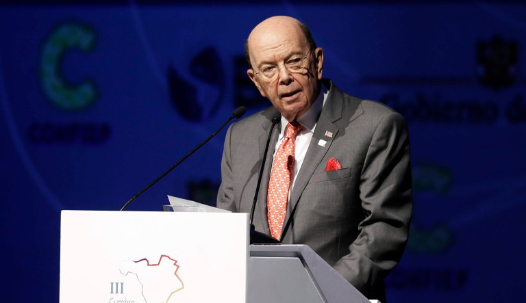U.S. Commerce Secretary Wilbur Ross speaks during the Americas Economic Summit.