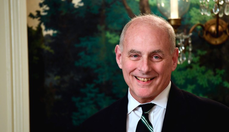 White House chief of staff John Kelly arrives in the Diplomatic Reception Room of the White House.