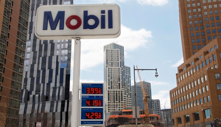 Gas prices are displayed at a Mobil station, Wednesday, April 18, 2018 in New York. The price of benchmark U.S. crude rose $1.55, or 2.3 percent, to $68.07 per barrel Wednesday on the New York Mercantile Exchange. 